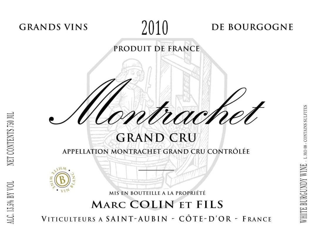 Marc Colin Montrachet Grand Cru 2010 Front Label