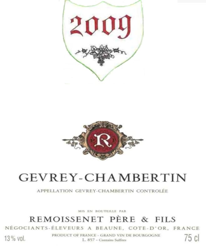 Remoissenet Gevrey-Chambertin 2009 Front Label