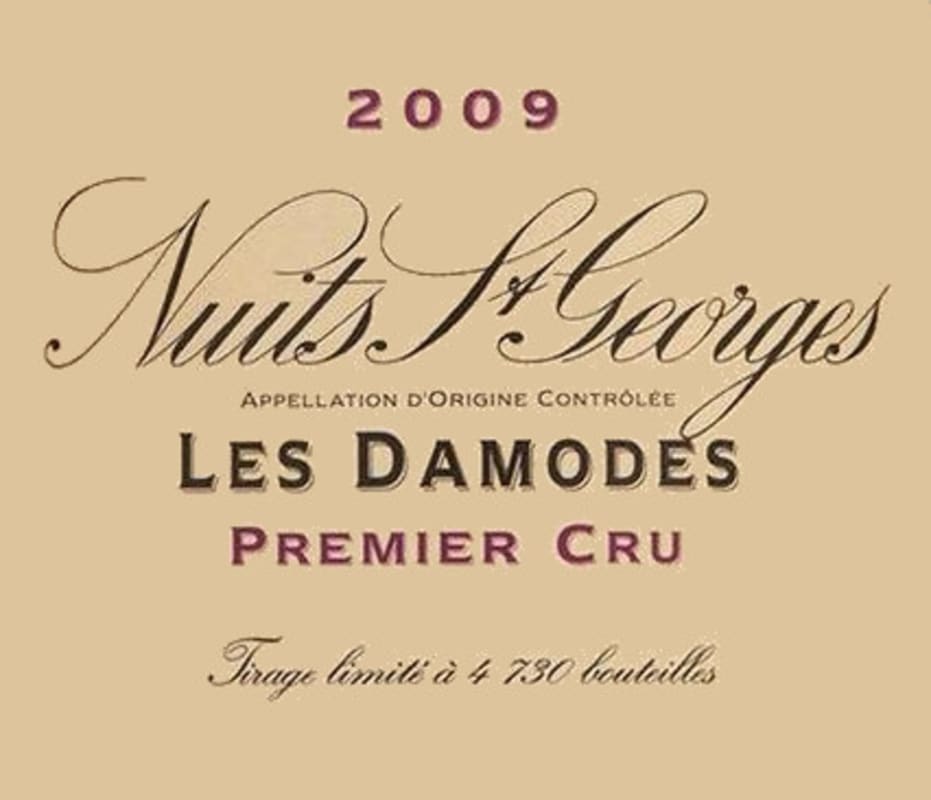 Domaine de la Vougeraie Nuits Saint Georges Les Damodes Premier Cru 2009 Front Label
