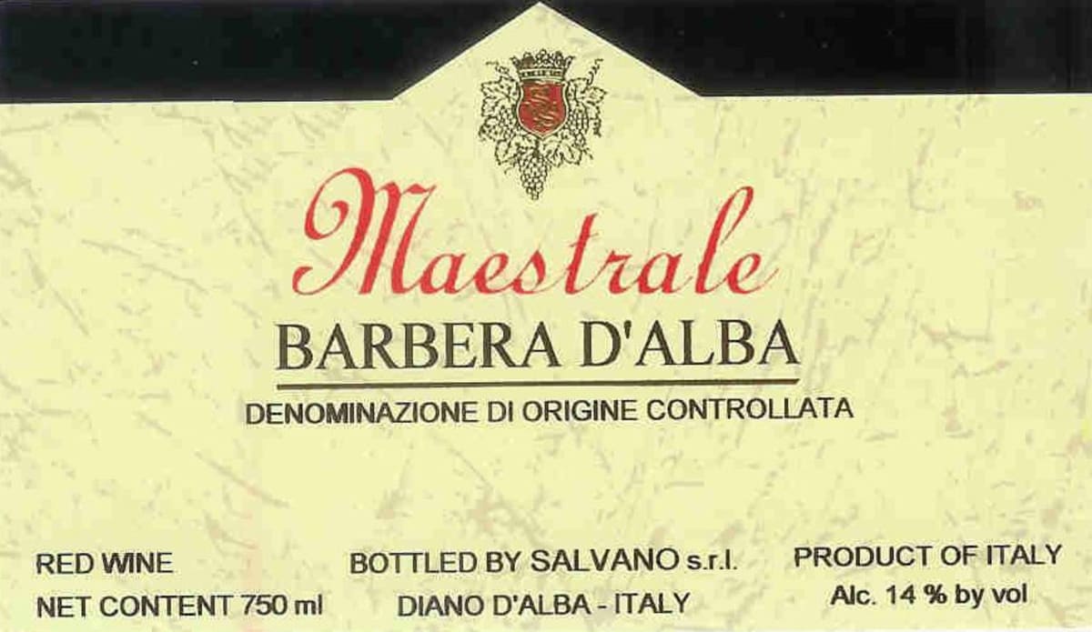 Champagne Clergeot Barbera d'Alba Maestrale 2012 Front Label