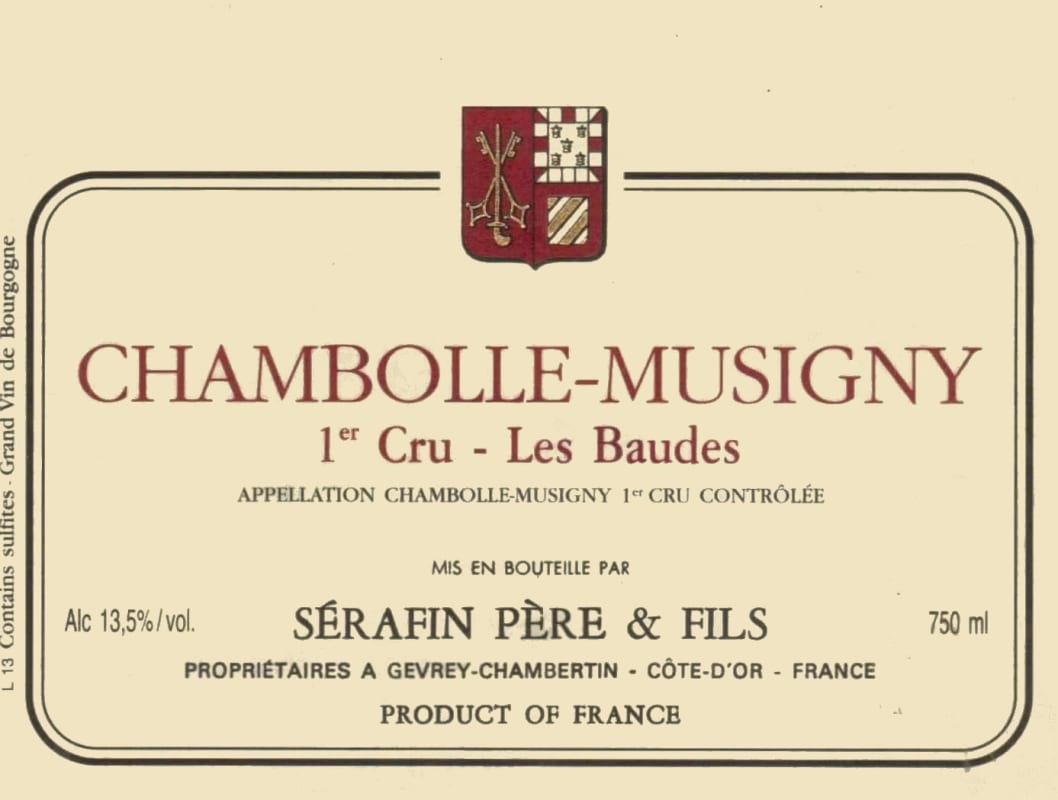 Domaine Serafin Chambolle-Musigny Les Baudes Premier Cru 2009 Front Label