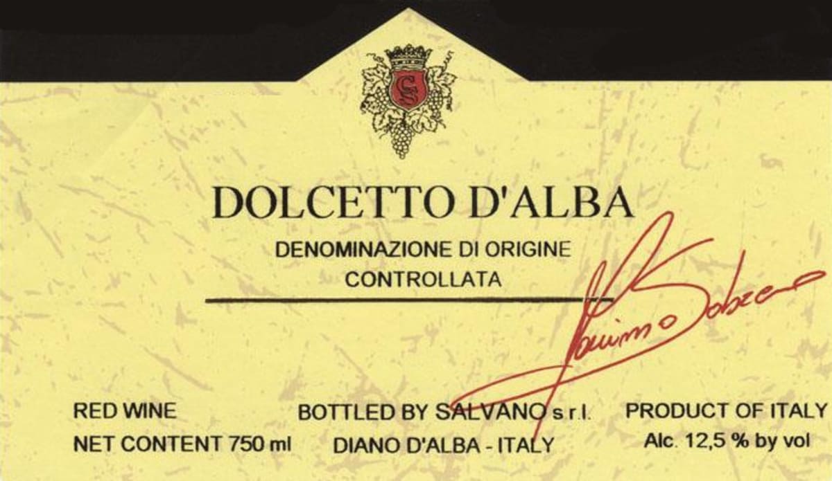 Salvano Dolcetto d'Alba Fosco 2015 Front Label