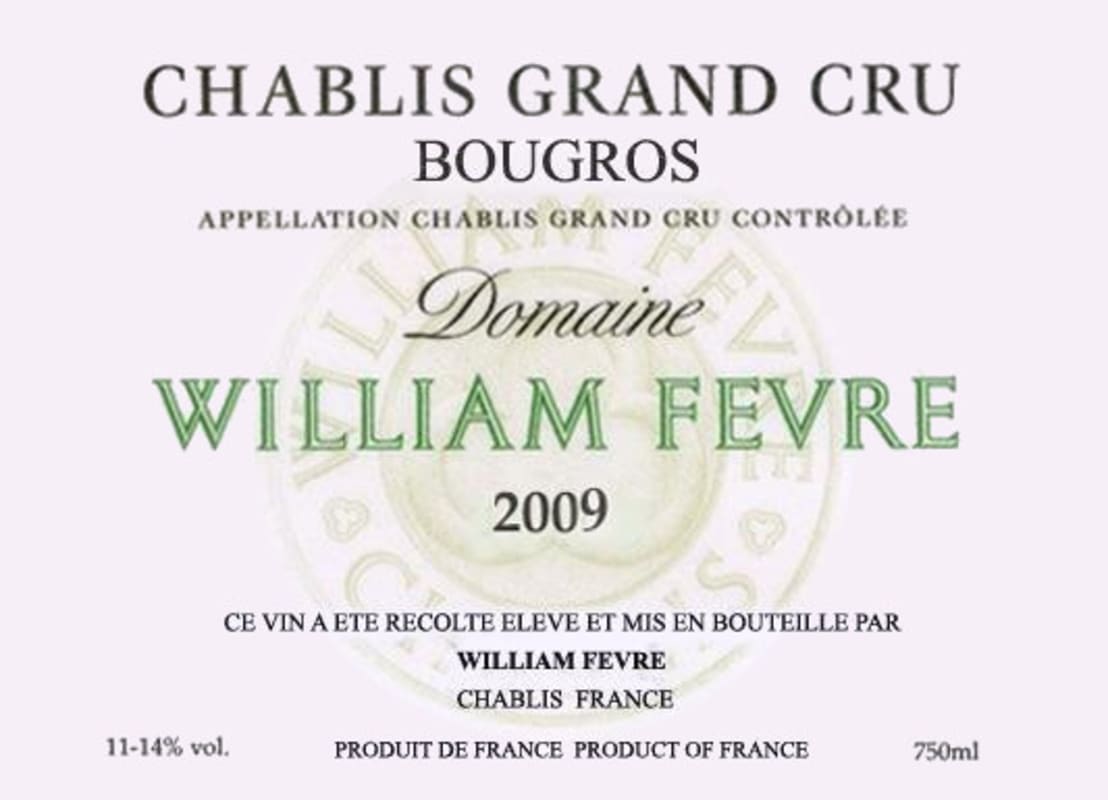 William Fevre Chablis Bougros Grand Cru 2009 Front Label