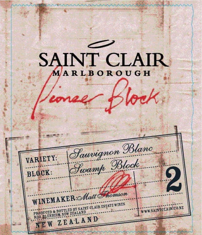 Saint Clair Pioneer Block 2 Swamp Block Sauvignon Blanc 2012 Front Label
