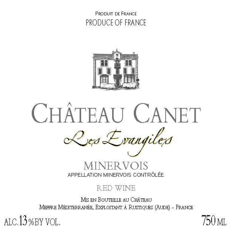 Chateau Canet Minervois Les Evangiles Red 2009 Front Label