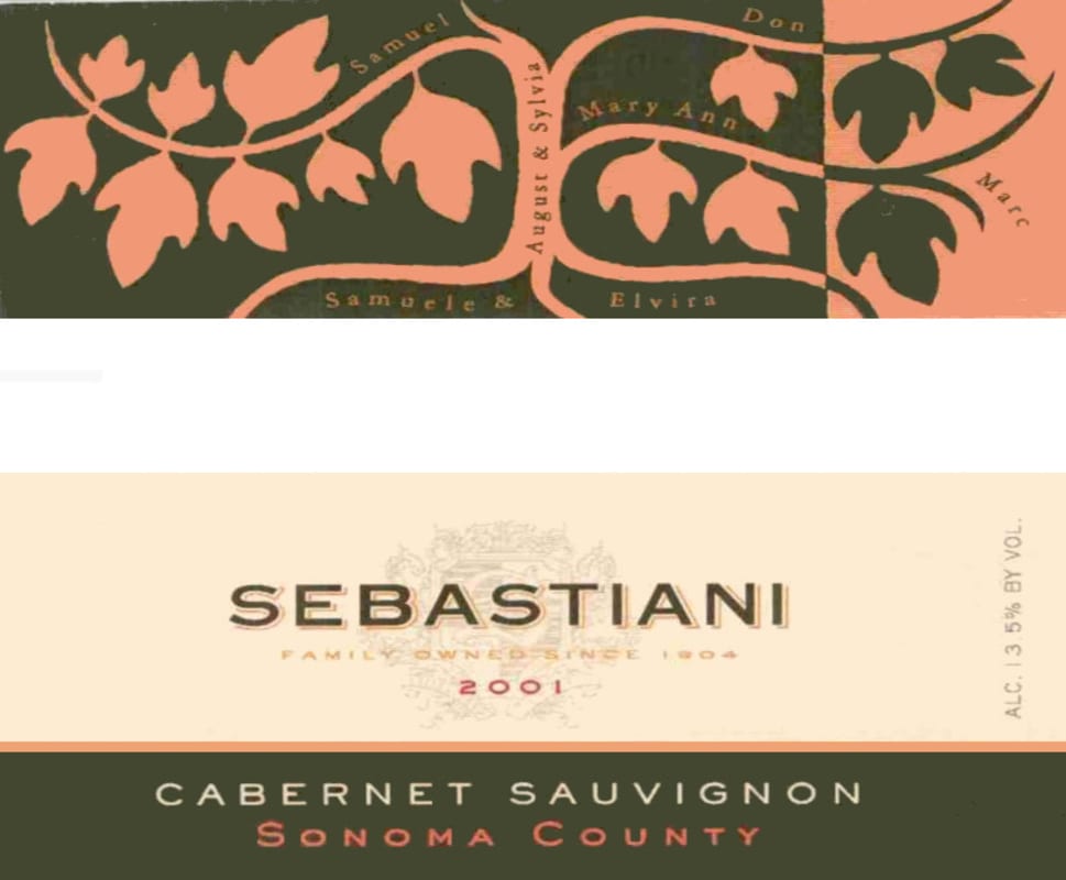 Sebastiani Alexander Valley Cabernet Sauvignon 2001 Front Label