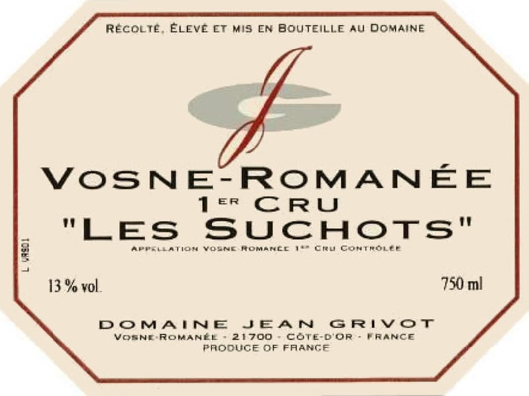 Domaine Jean Grivot Vosne Romanee Les Suchots Premier Cru 2012 Front Label