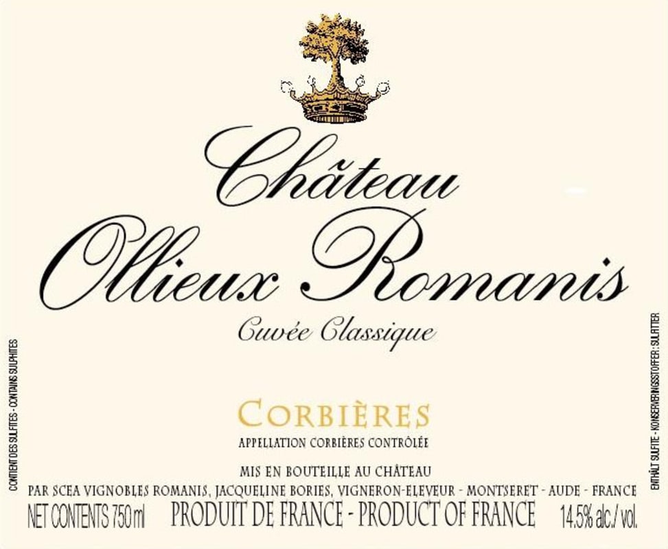 Chateau Ollieux Romanis Cuvee Classique Rouge 2012 Front Label