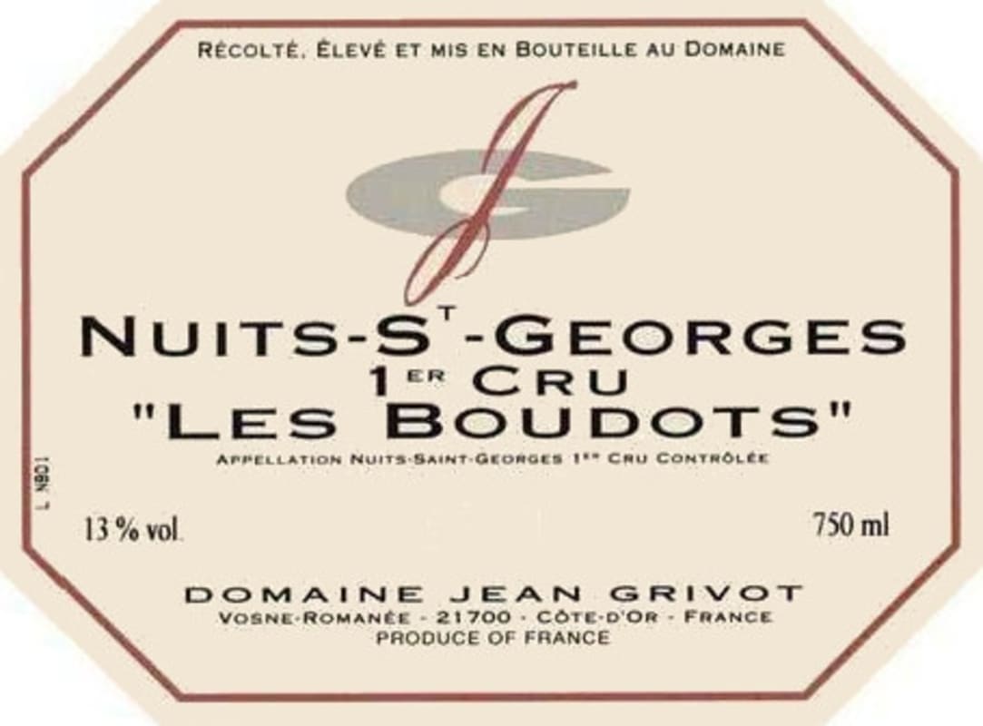 Domaine Jean Grivot Nuits-St-Georges Les Boudots Premier Cru 2012 Front Label