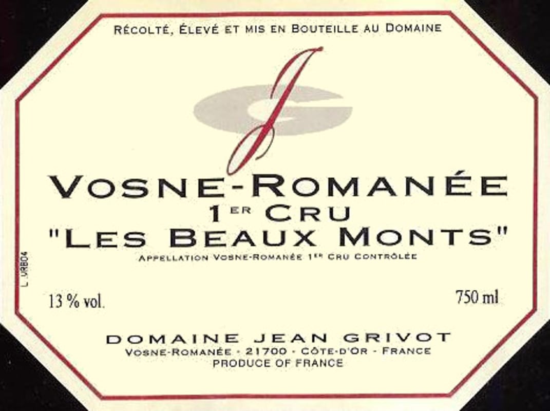 Domaine Jean Grivot Vosne-Romanee Les Beaux Monts Premier Cru 2007 Front Label
