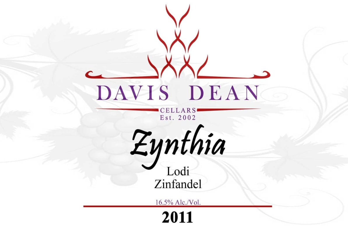 Davis Dean Cellars Zynthia Zinfandel 2011 Front Label