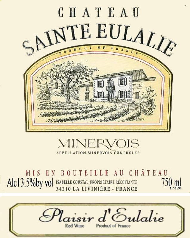 Chateau Sainte Eulalie Minervois Plaisir d'Eulalie 2009 Front Label
