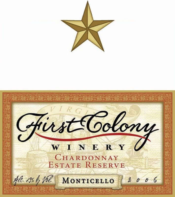 First Colony Reserve Chardonnay 2006 Front Label