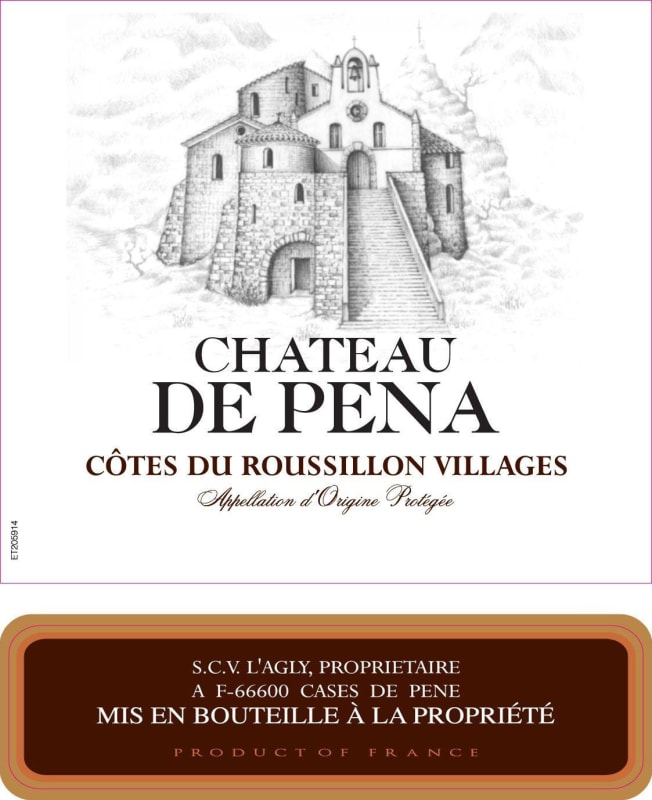 Chateau de Pena Cotes du Roussillon Villages Rouge 2014 Front Label