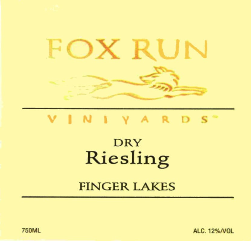 Fox Run Vineyards Dry Riesling 2012 Front Label