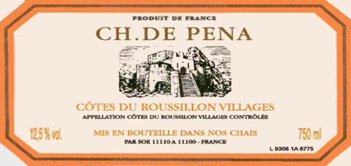 Chateau de Pena Cotes du Roussillon Villages Rouge 2009 Front Label