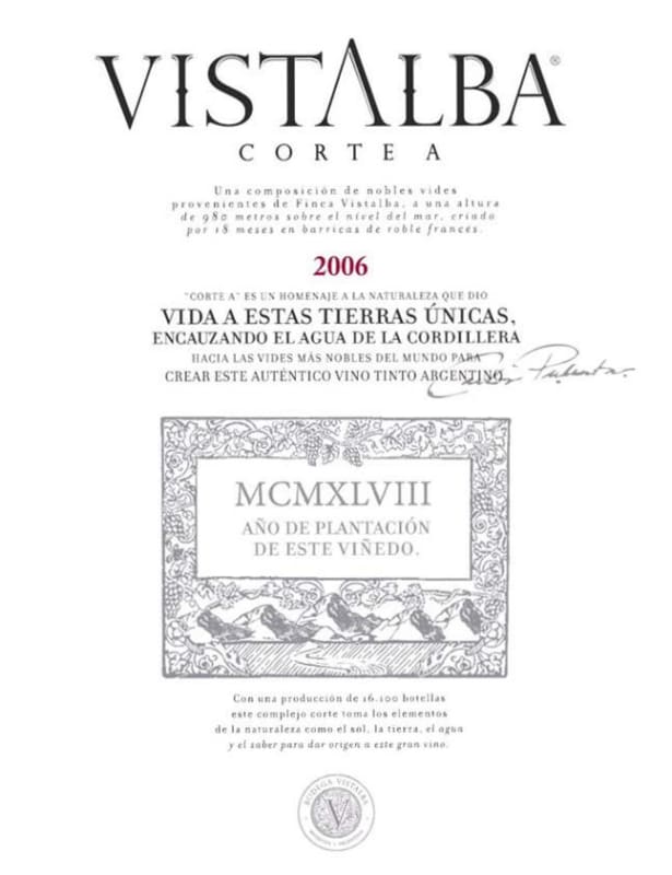 Vistalba Corte A 2006 Front Label
