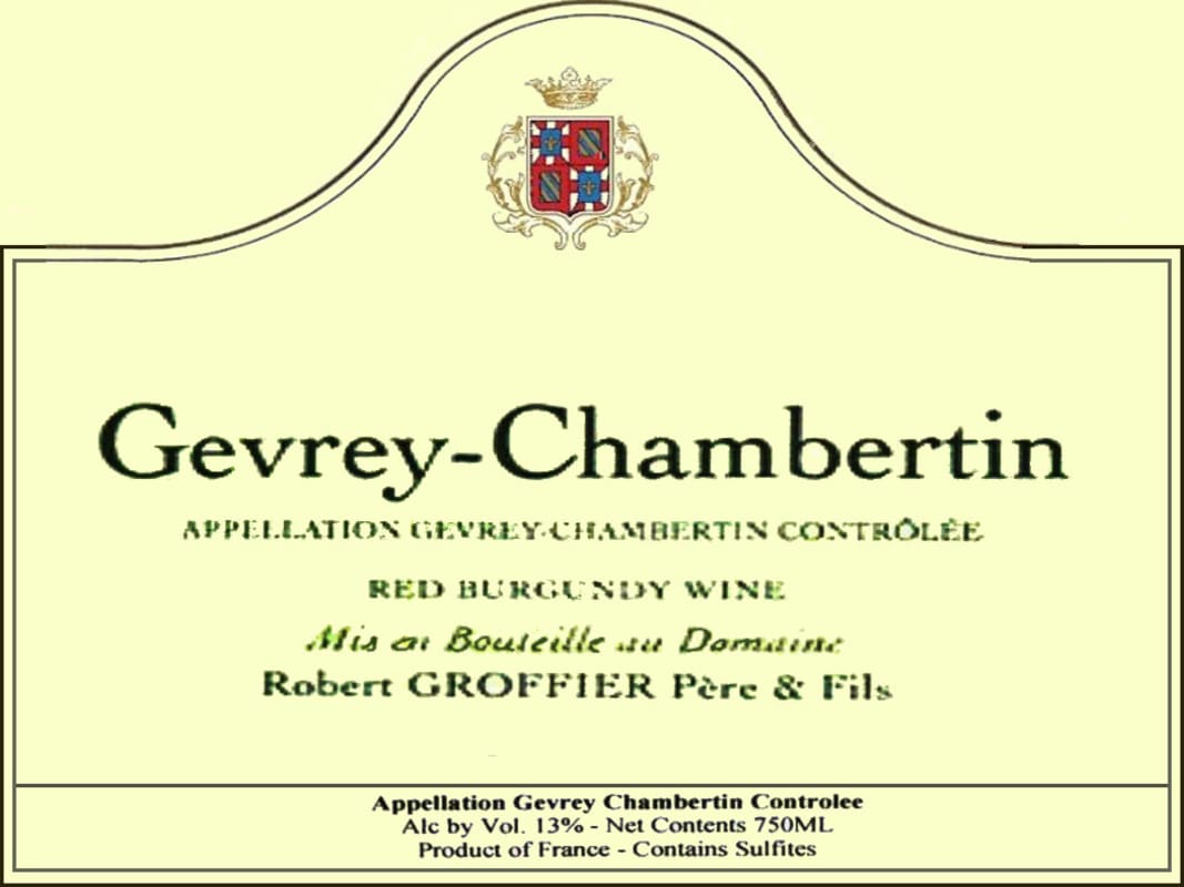Domaine Robert Groffier Gevrey Chambertin 2008 Front Label
