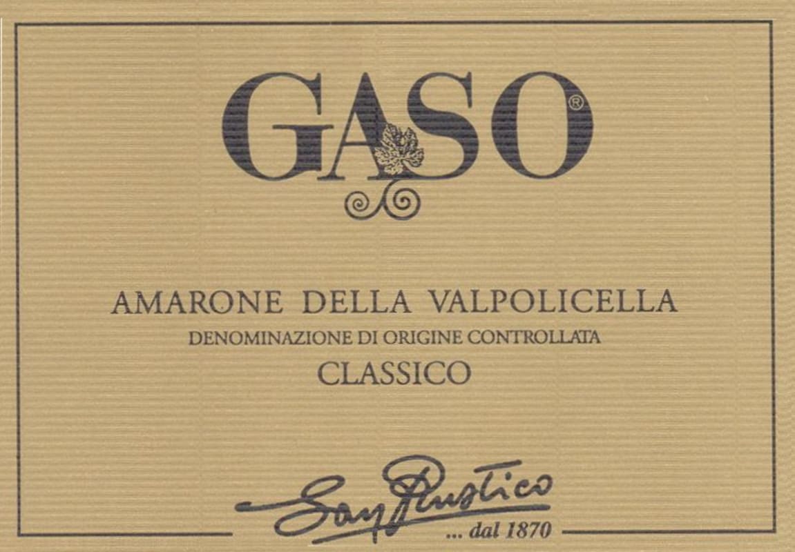 San Rustico Valgatara SNC Amarone della Valpolicella Classico Gaso 2003 Front Label