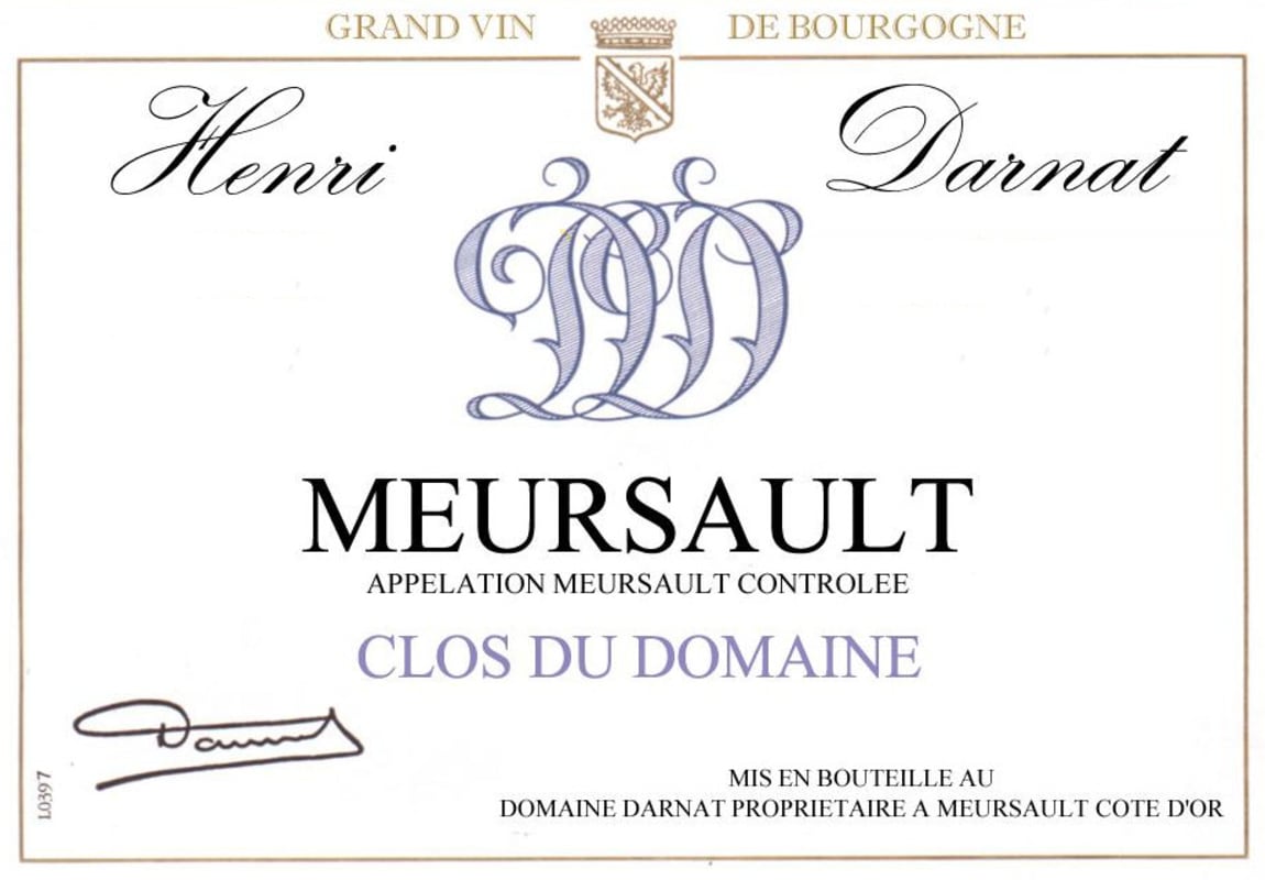 Domaine Henri Darnat Meursault 2013 Front Label