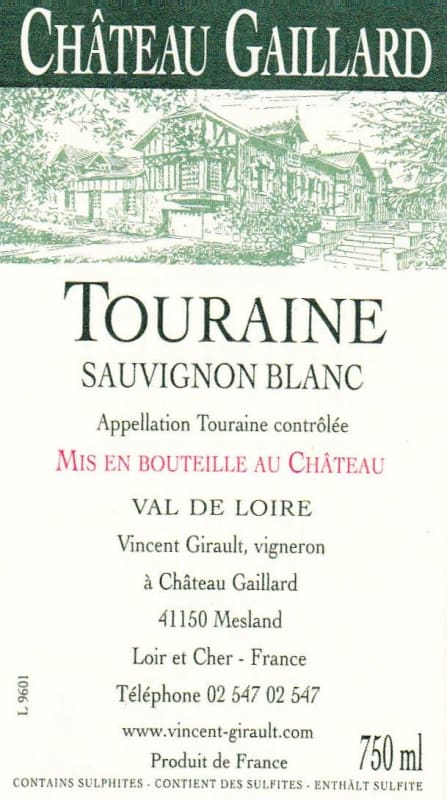 Chateau Gaillard Touraine Sauvignon 2014 Front Label