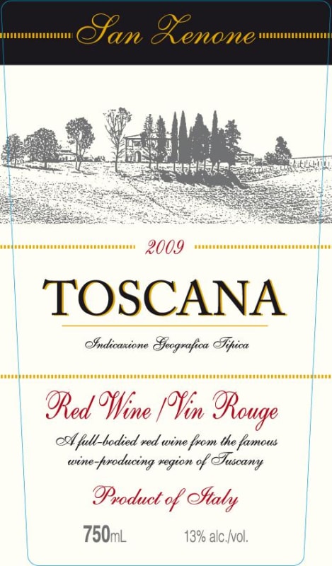 San Zenone Toscana Rosso 2009 Front Label