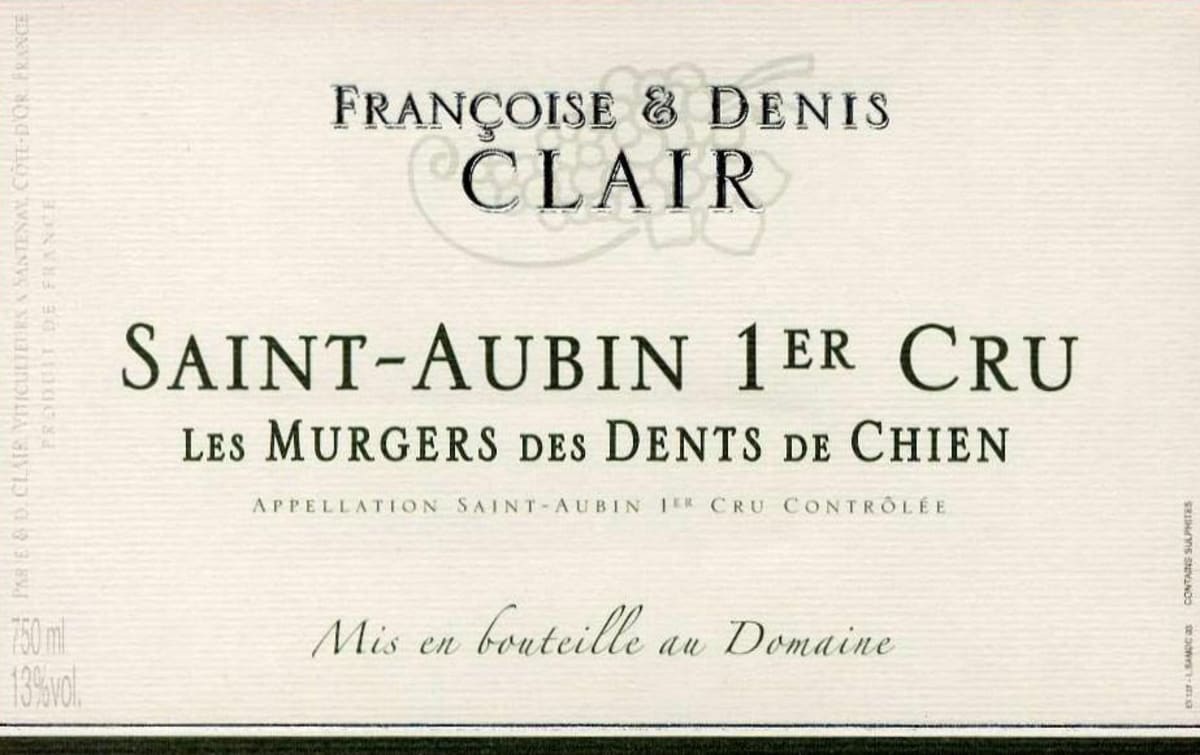 Francoise & Denis Clair Saint-Aubin Les Murgers Des Dents De Chien Premier Cru 2013 Front Label