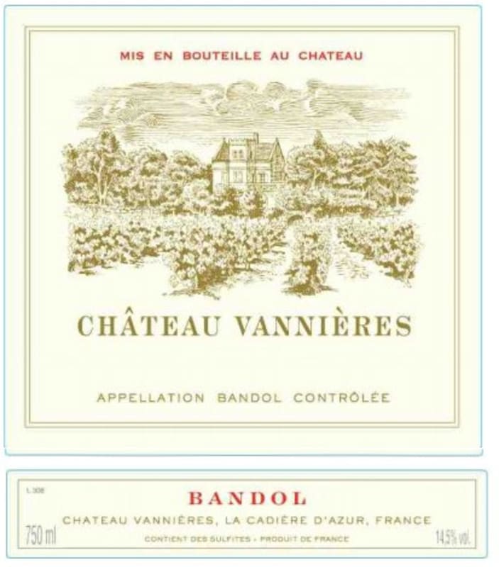 Chateau Vannieres Bandol Rouge 2010 Front Label