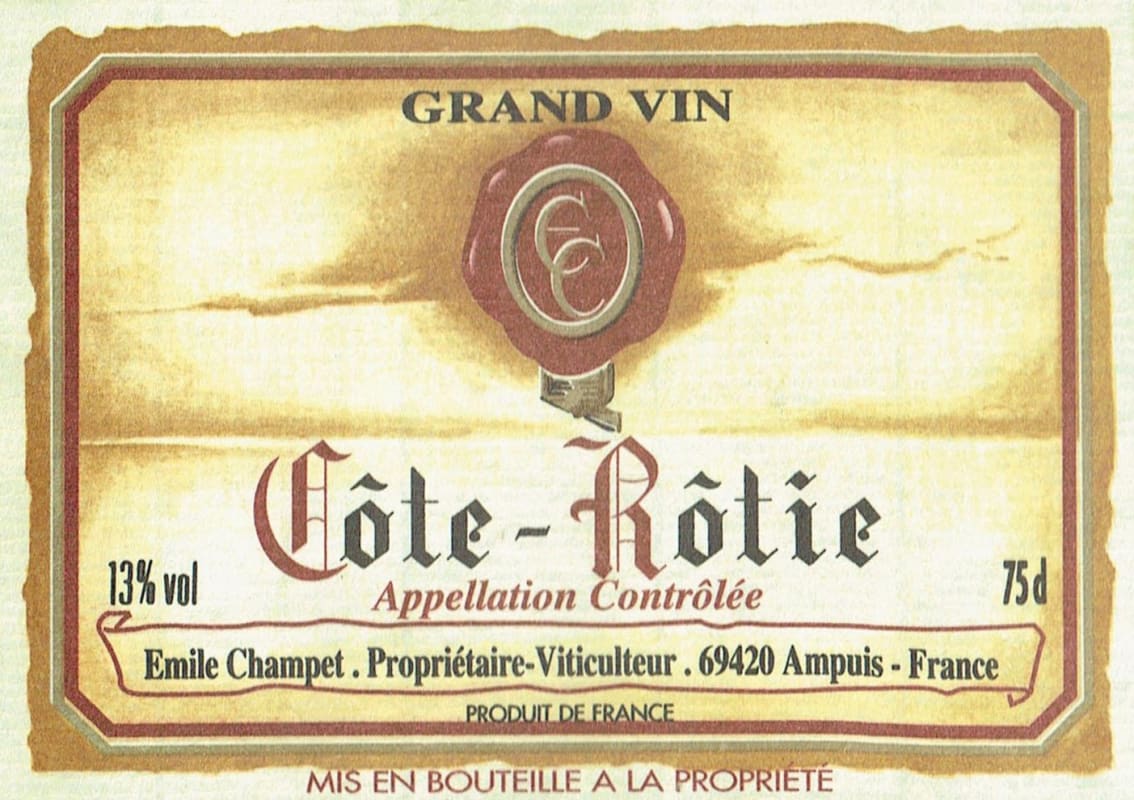 Champet Cote-Rotie 2000 Front Label