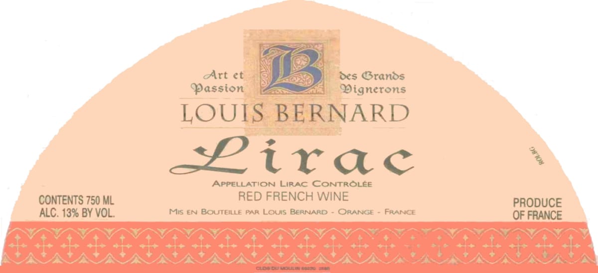 Louis Bernard Lirac 1999 Front Label
