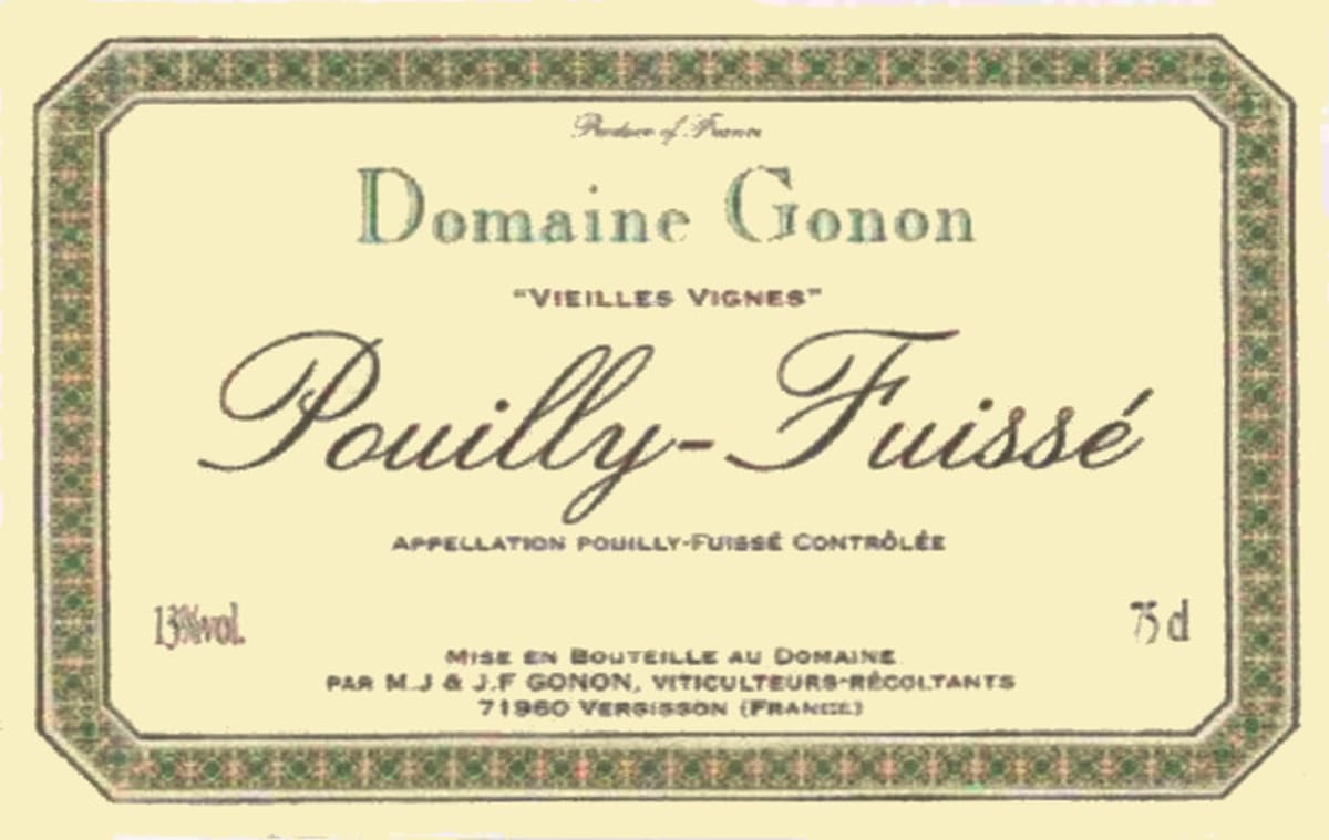 J.F. Gonon Pouilly-Fuisse Vieilles Vignes 2014 Front Label