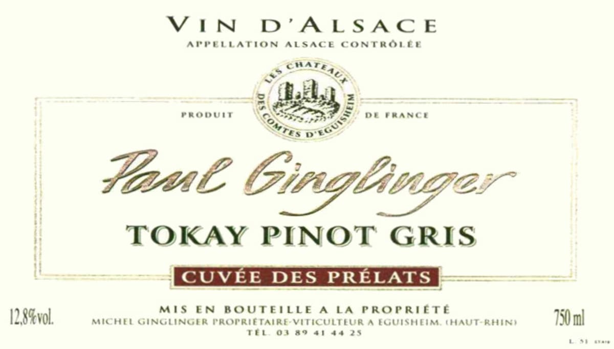 Domaine Paul Ginglinger Cuvee des Prelats Pinot Gris 2008 Front Label