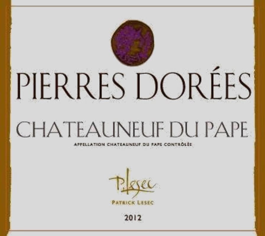 Patrick Lesec Chateauneuf-du-Pape Pierres Dorees 2012 Front Label