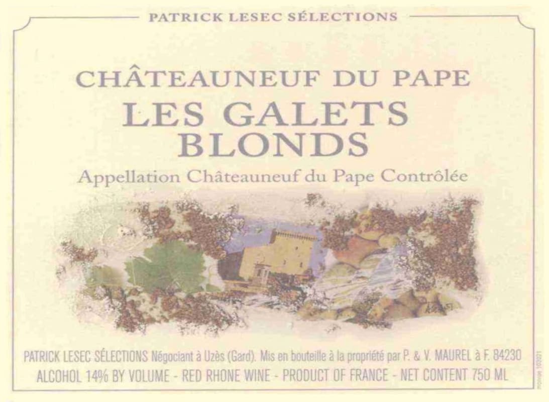 Patrick Lesec Chateauneuf-du-Pape Les Galets Blonds 2005 Front Label