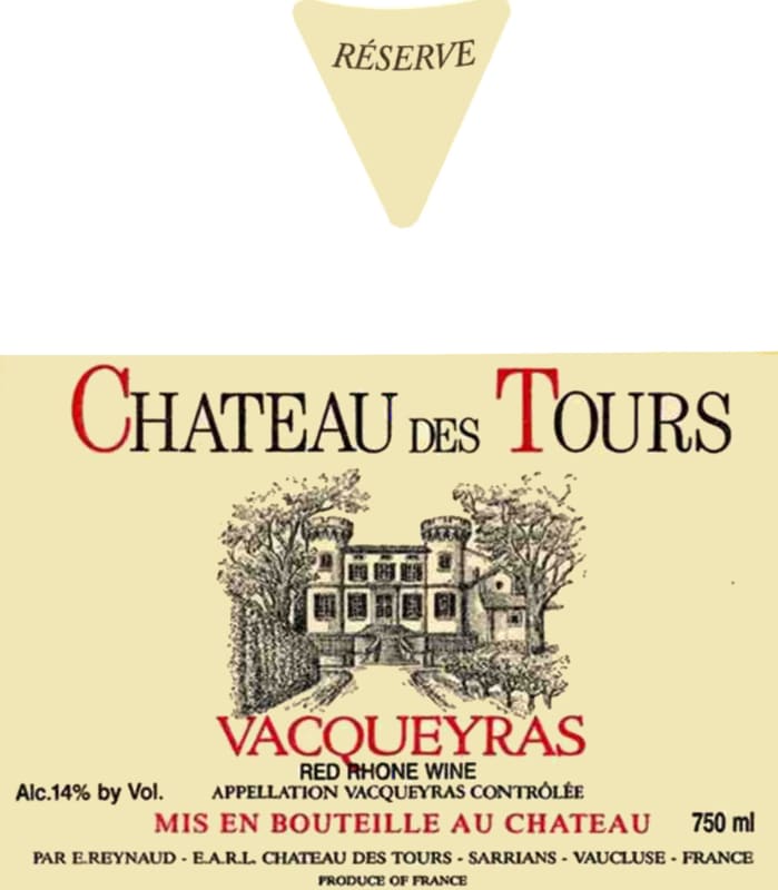Chateau des Tours - Famille Richard Vacqueyras Reserve 2007 Front Label