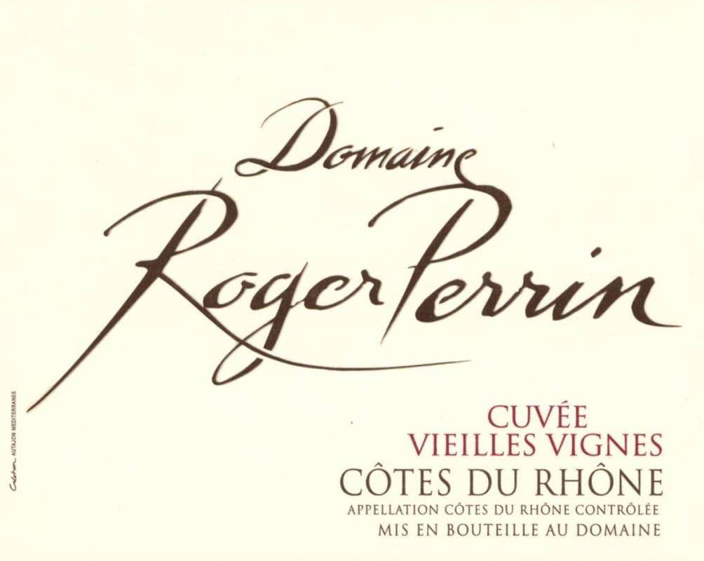 Roger Perrin Cotes du Rhone Cuvee Vielle Vignes 2012 Front Label