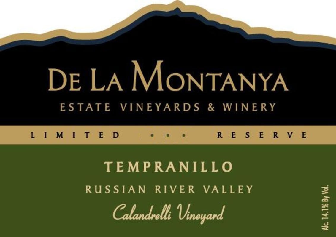 De La Montanya Winery Calandrelli Vineyard Tempranillo 2014 Front Label