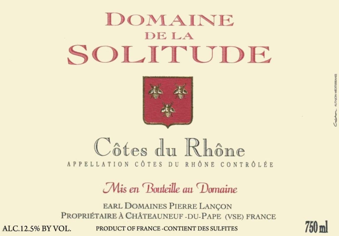 Domaine de la Solitude Cotes Du Rhone Rouge 2011 Front Label