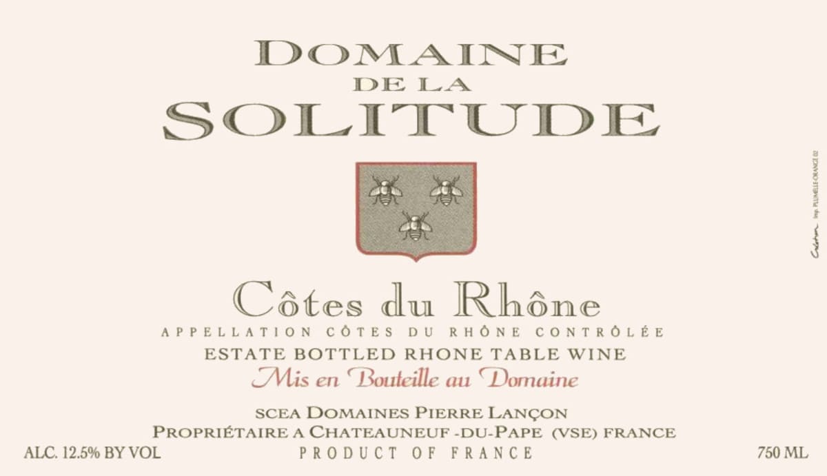 Domaine de la Solitude Cotes Du Rhone Rouge 2005 Front Label