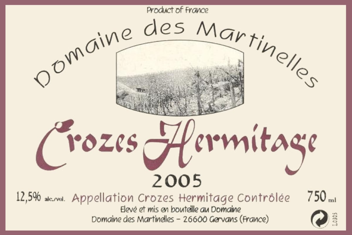 Domaine des Martinelles Crozes Hermitage 2005 Front Label