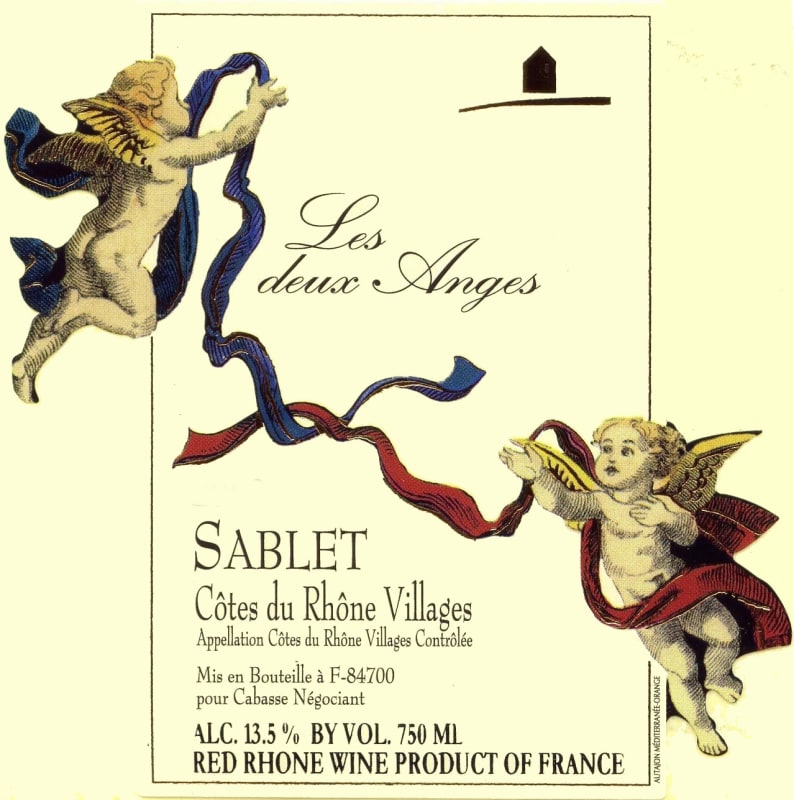 Dom. de Cabasse Cotes du Rhone Villages Sablet Les Deux Anges 2012 Front Label