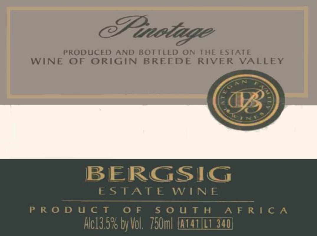 Bergsig Pinotage 2010 Front Label