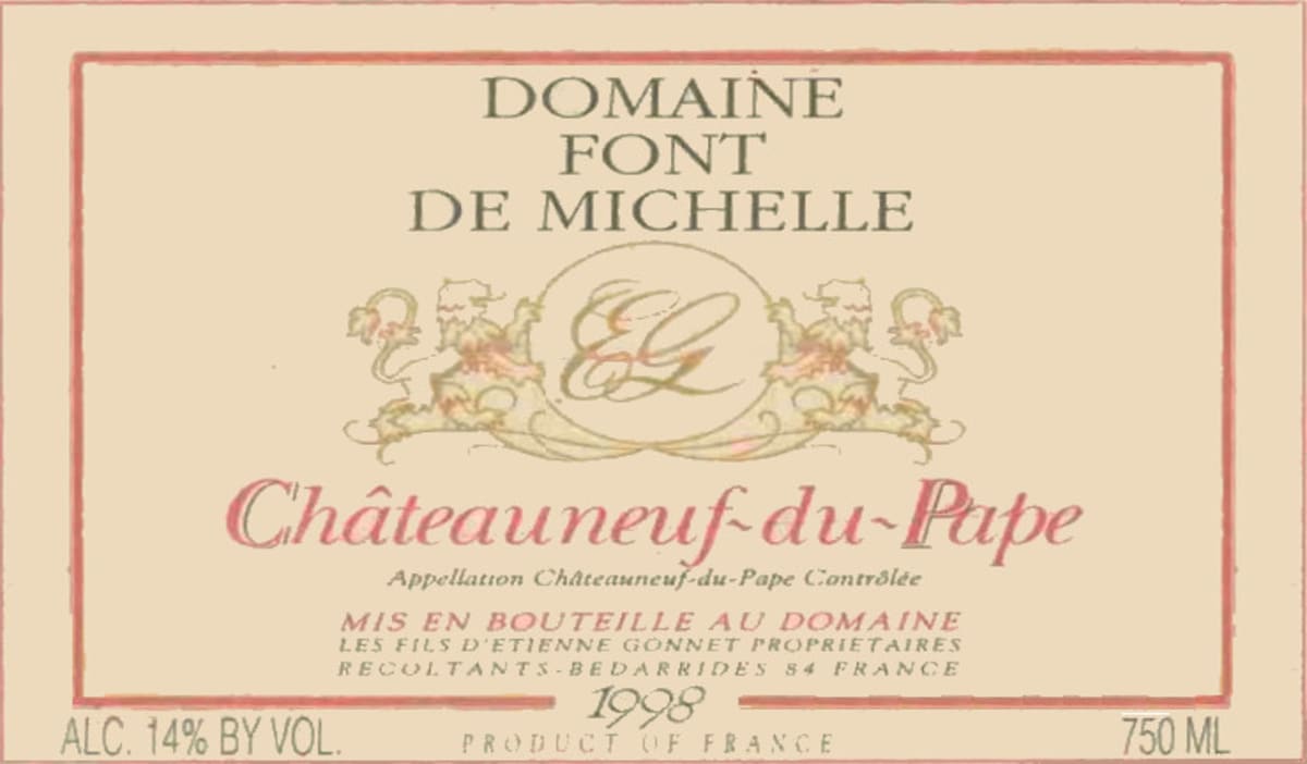 Domaine Font de Michelle Chateauneuf-du-Pape 1998 Front Label