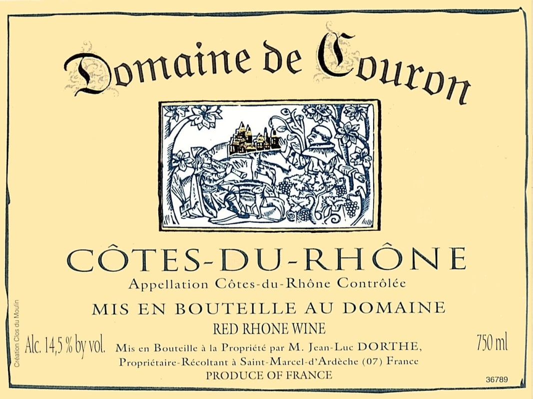 Dom. de Couron Cotes-du-Rhone 2012 Front Label