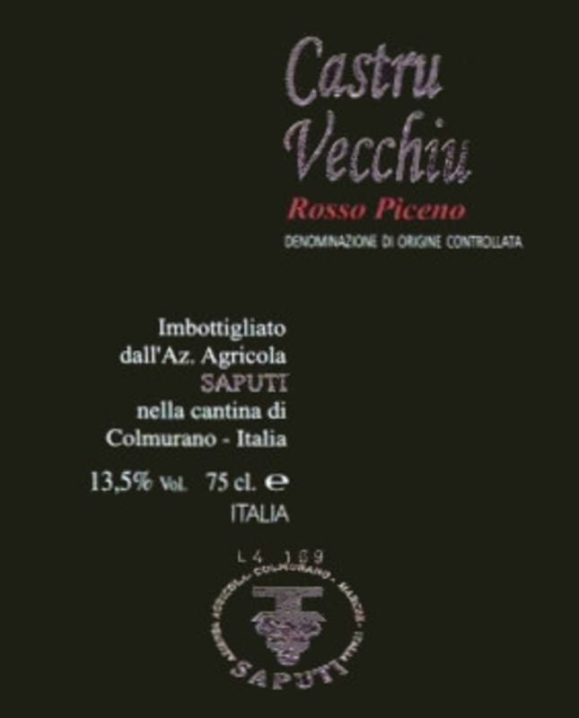Saputi Rosso Piceno Castru Vecchiu 2012 Front Label