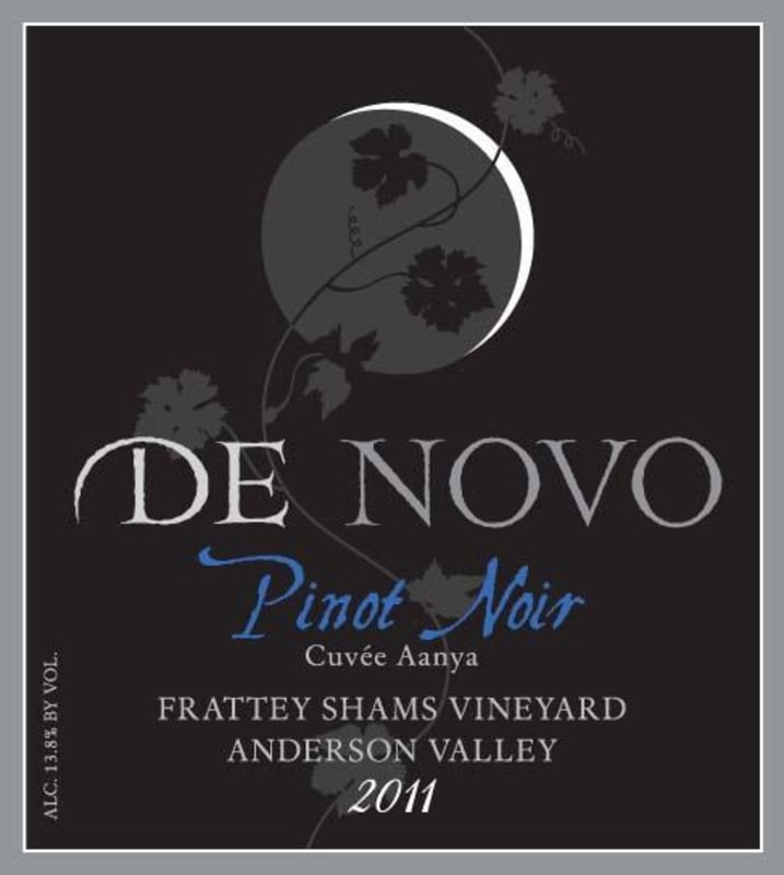 De Novo Wines Cuvee Aanya Frattey Shams Pinot Noir 2011 Front Label