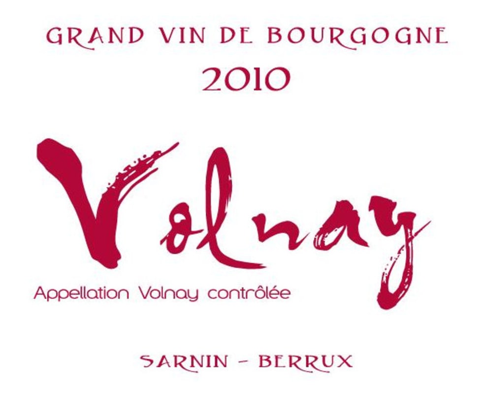 Sarnin-Berrux Volnay 2010 Front Label