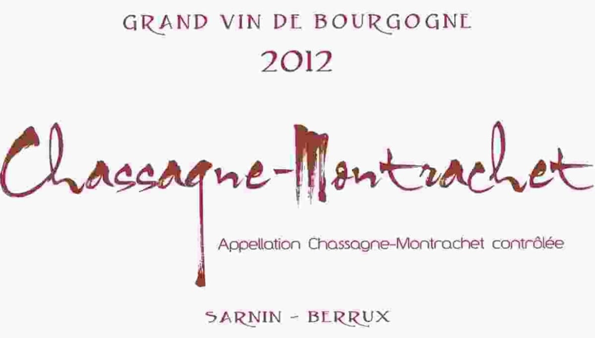 Sarnin-Berrux Chassagne-Montrachet 2012 Front Label