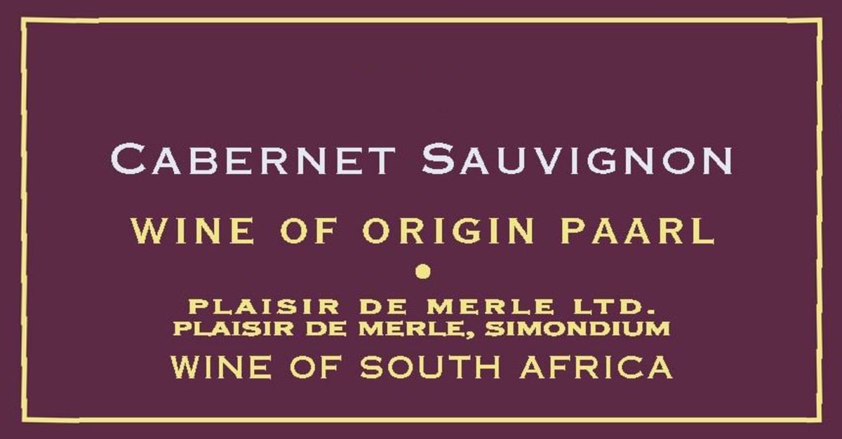Plaisir de Merle Cabernet Sauvignon 2011 Front Label