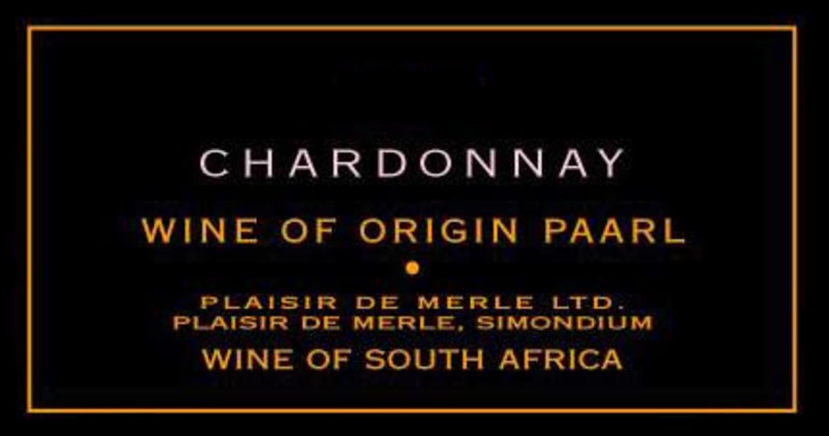 Plaisir de Merle Chardonnay 2010 Front Label